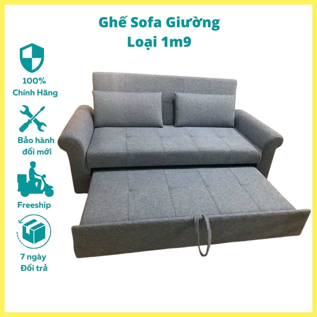 Ghế Sofa Giường Loại 1m9 HP68 Gấp Gọn, Ghế Gấp Thành Giường Giá Rẻ Chất Vải Mịn Êm Ái Chân Ghế Inox Chịu Lực Tốt