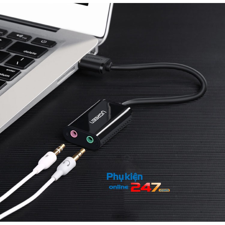 JACK CHUYỂN USB RA AUDIO 3.5MM TAI NGHE + MICROPHONE