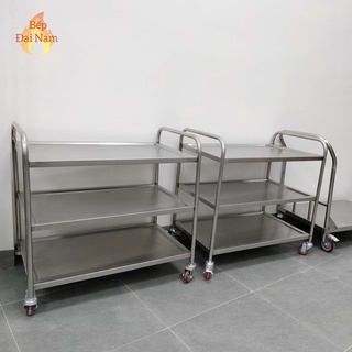 Xe đẩy thức ăn nhà hàng 3 tầng bằng Inox