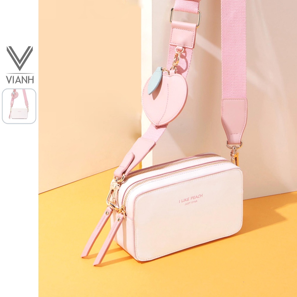 Túi xách dễ thương Just Star đẹp đeo chéo thời trang charm đào ViAnh Store 172455