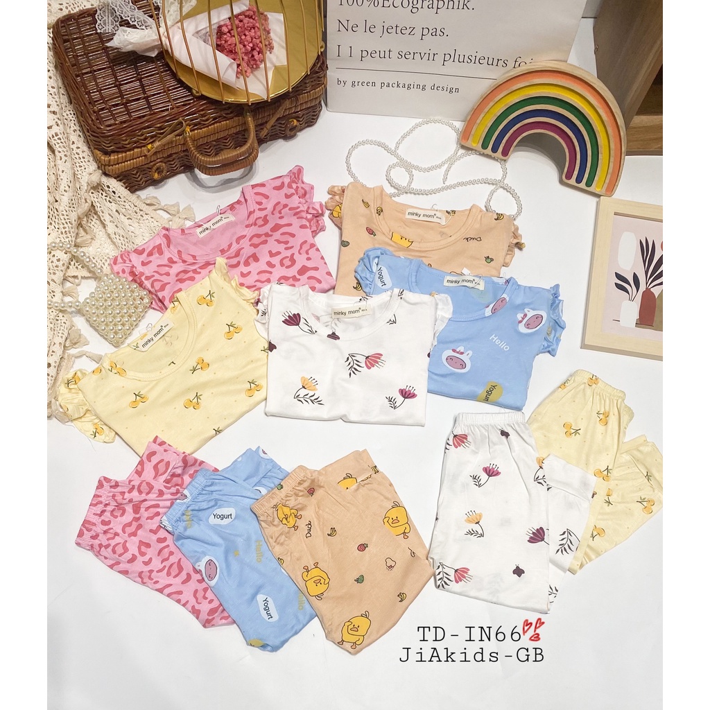 Bộ Dài Tay THUN LẠNH MINKY MOM In Hình Toàn Thân Cánh Tiên Dễ Thương Bé Gái TD-IN66