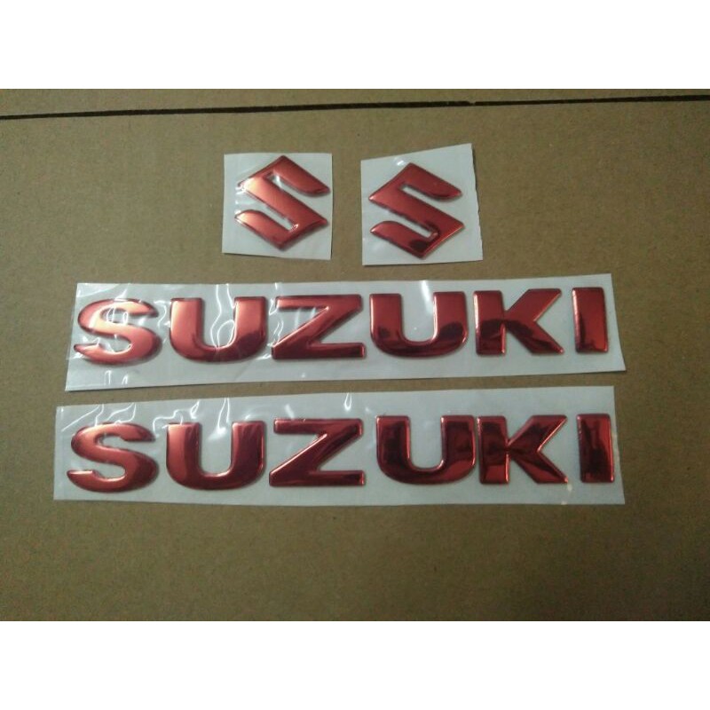 Bộ lô gô chử nổi Suzukii crôm đỏ