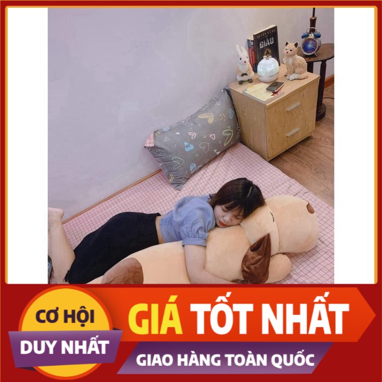 Chó Bông Nằm Lười Dài Mũi Tim - Gấu Bông Gối Ôm Chó Mũi Tim Tai Dài Siêu To Siêu Mềm Mịn Co Dãn 4 Chiều- Gối Ôm Hình Thú