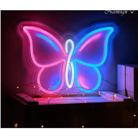 Đèn led Neon trang trí | Hình Con Bướm | KT 30 x 25cm | Decor phòng ngủ | Đèn ngủ |Quà Tặng Cực Chất
