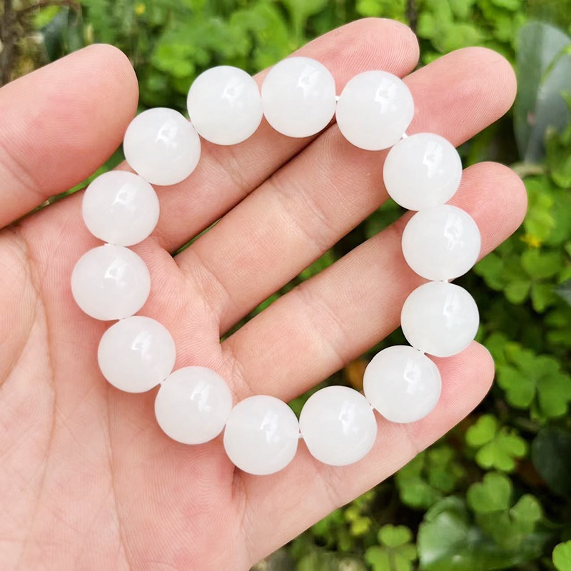 1 Vòng Tay Hạt Đá Cẩm Thạch Trắng Sáng Tạo 8mm