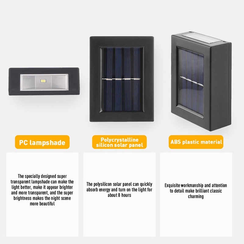 1 Đèn LED Gắn Tường Năng Lượng Mặt Trời Chống Nước Cảm Biến Cho Sân Vườn Ngoài Trời