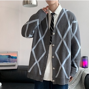 Áo cardigan nam form rộng Hàn Quốc áo khoác ngoài cardigan nam mặc ngoài phối kẻ thời trang Unisex ulzzang hàn quốc