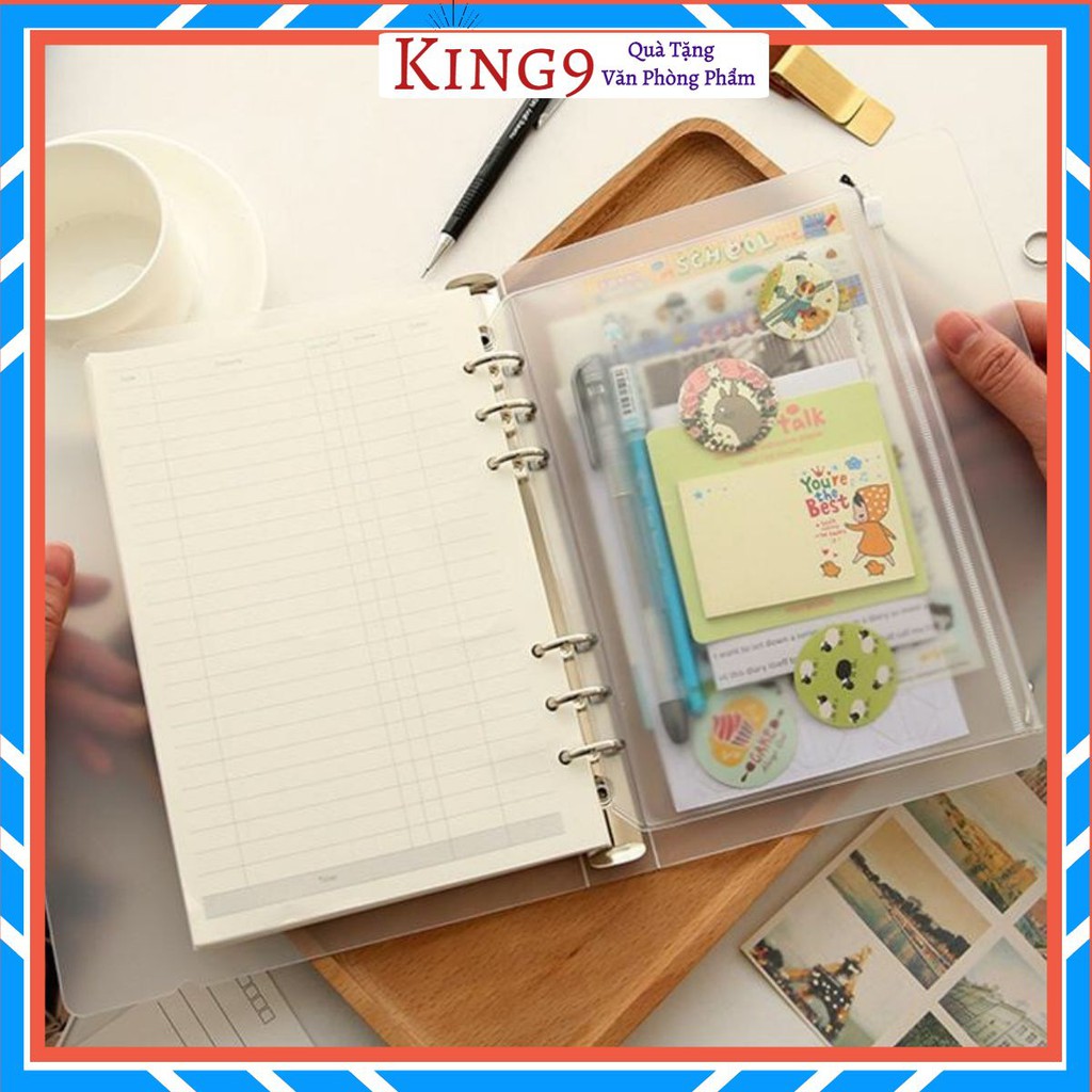 Túi zip bìa thẻ pvc a6 phụ kiện sổ còng sổ planner bullet journal King9