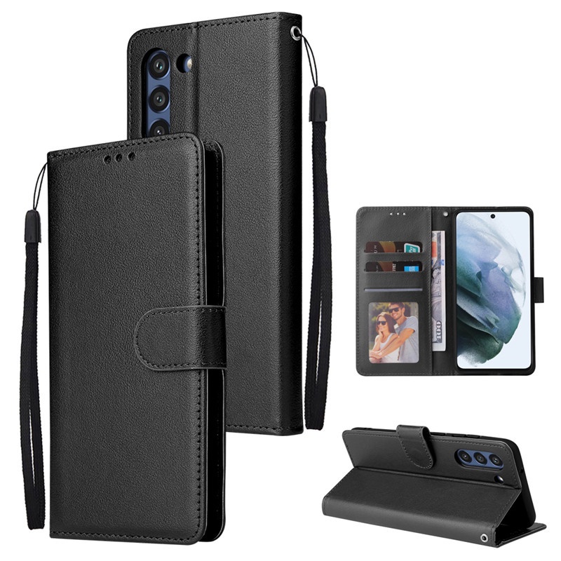 Bao da điện thoại PU nắp gập tích hợp ngăn đựng thẻ cho Samsung S21 S20 Ultra S21 Fe S21 Plus S21 +