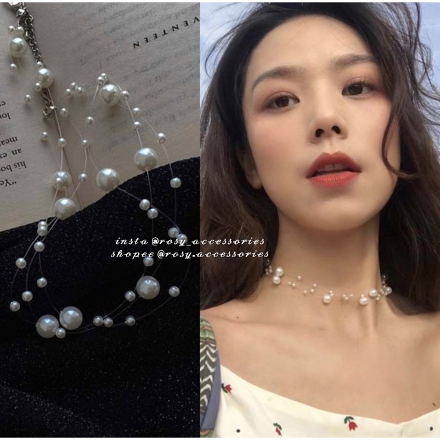 ROSY - DÂY CHUYỀN CHOKER NGỌC TRAI GIẢ BÁNH BÈO (ẢNH THẬT Ở CUỐI!!!)