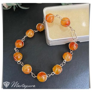 Vòng tay đá mã não bạc glm0107