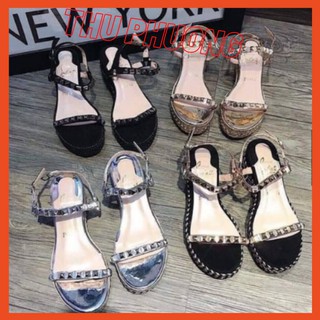 [Sandal nữ đính bạc] [(Sẵn bạc)Sandal đinh LBT hàng đẹp full box(order 3 ngày)]