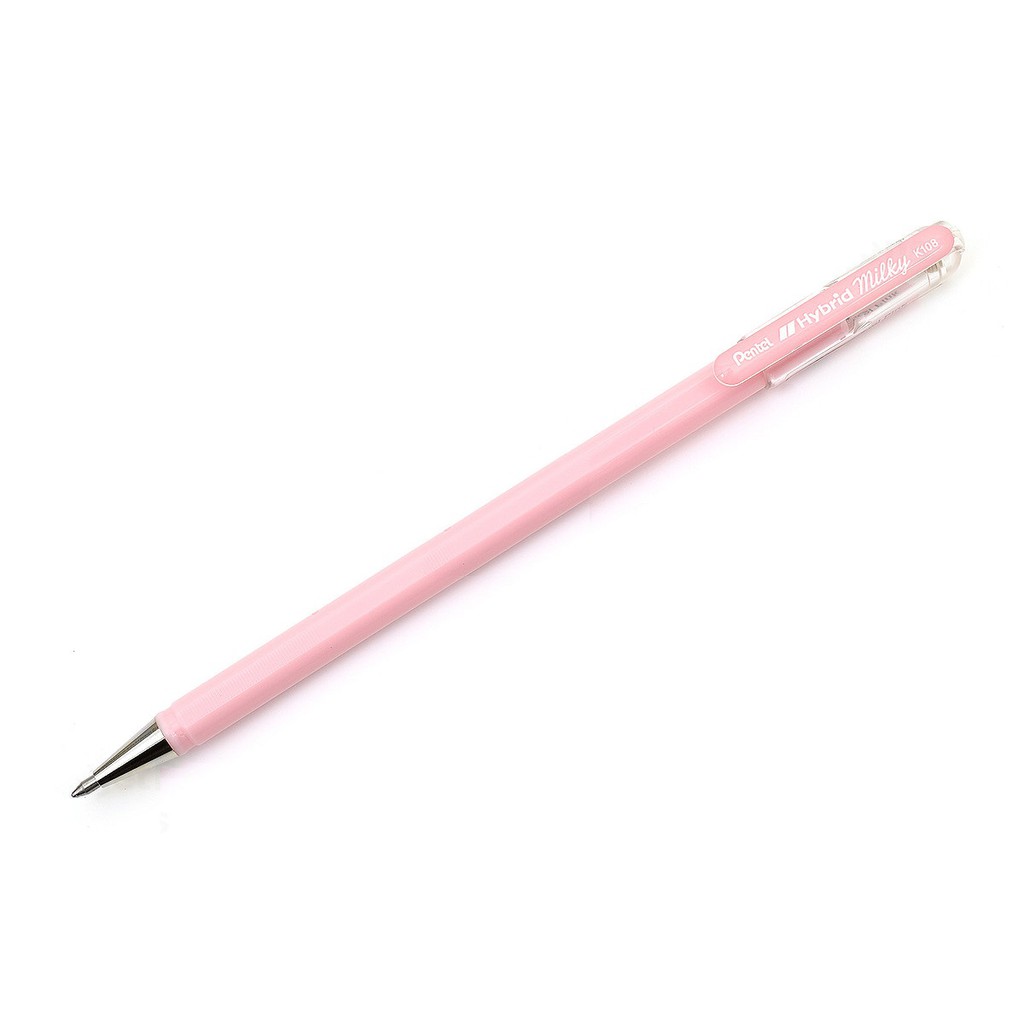 Bút gel sữa dạ quang Pentel Hybird Milky - Metal tip 0.8mm - Màu hồng pastel (Pastel Pink)