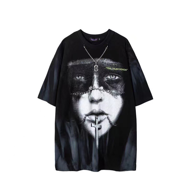 Áo Thun Tay Lửng Nhuộm Màu Phong Cách Hip Hop Âu Mỹ Cổ Điển Thời Trang Cho Nam