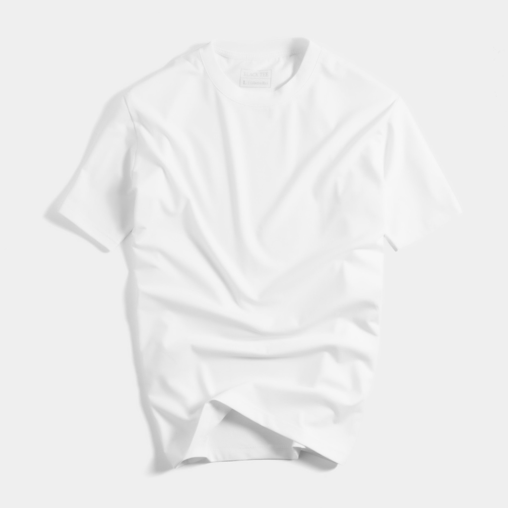 Áo thun nam trắng trơn tay ngắn, cổ tròn, vải cotton co giãn, BLACK TEE thiết kế đơn giản TSBLT0006