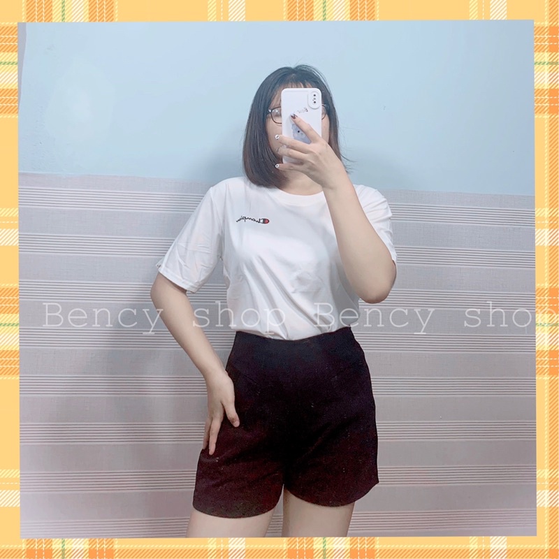 Áo thun thêu chữ 3d thời trang dành cho cặp đôi CHAMPION, áo phông nam nữ unisex