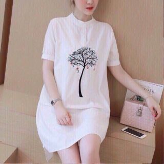 Đầm suông in cây - kèm ảnh chụp thật