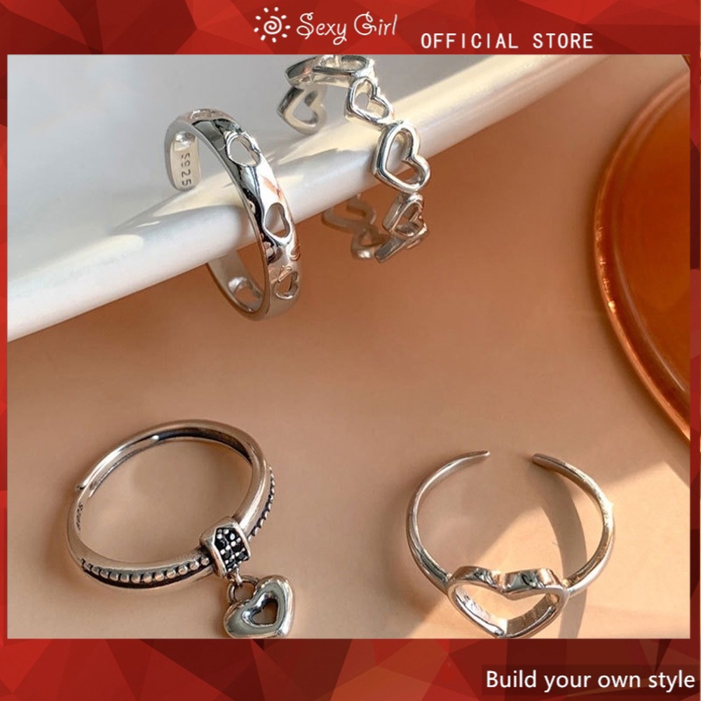 Nhẫn Hình Trái Tim Đơn Giản Có Thể Điều Chỉnh Kích Cỡ Phong Cách Hàn Quốc Dành Cho Nữ