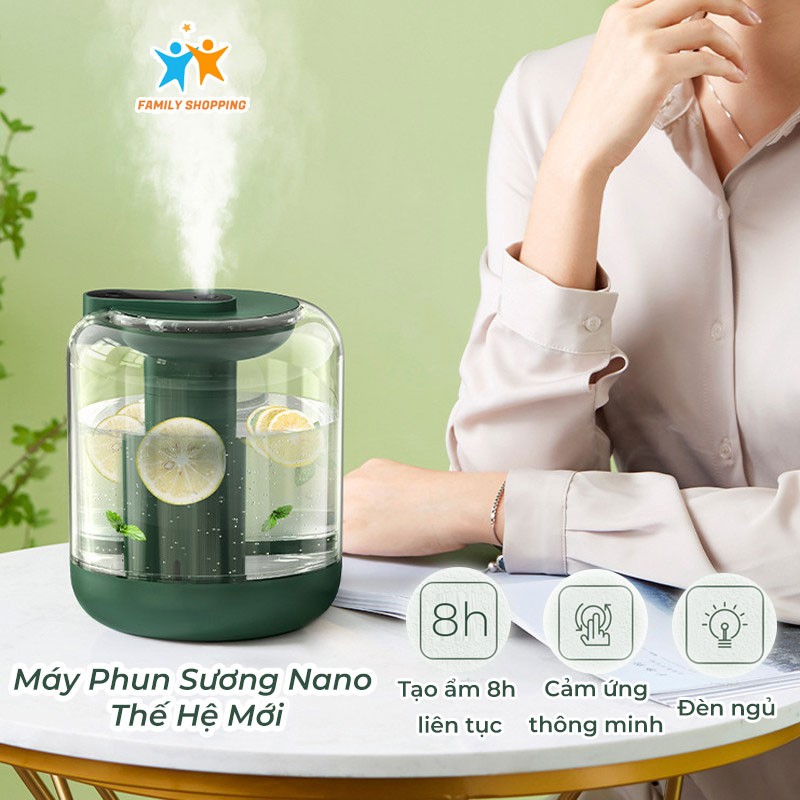 [BH 1 Đổi 1] Máy phun sương Nano, tạo ẩm, khuếch tán xông tinh dầu để bàn- Thế Hệ Mới Bảo Hành 12 Tháng