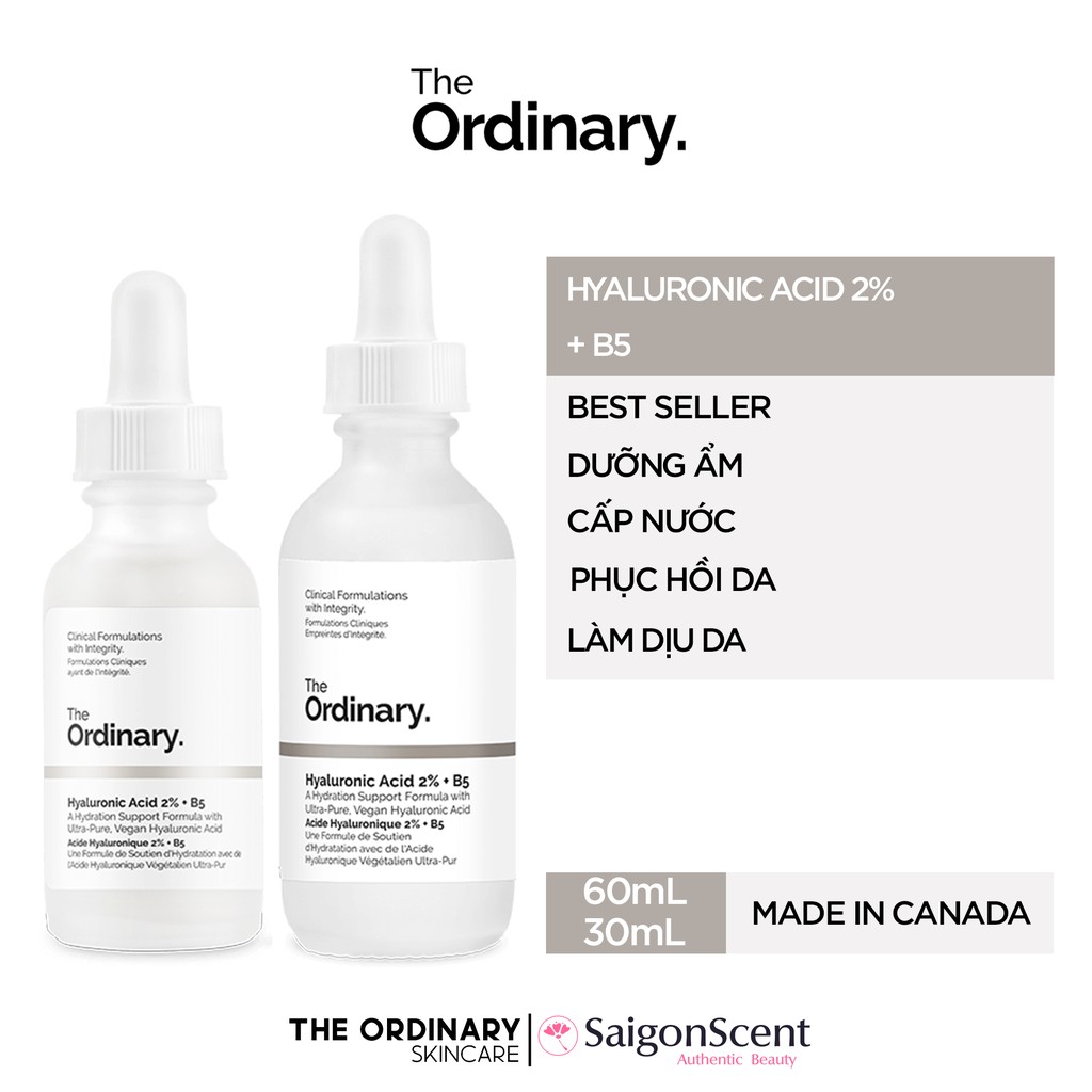 [ PHÂN LOẠI ] Tinh chất cấp nước The Ordinary Hyaluronic Acid 2% + B5 ( 30mL / 60mL )