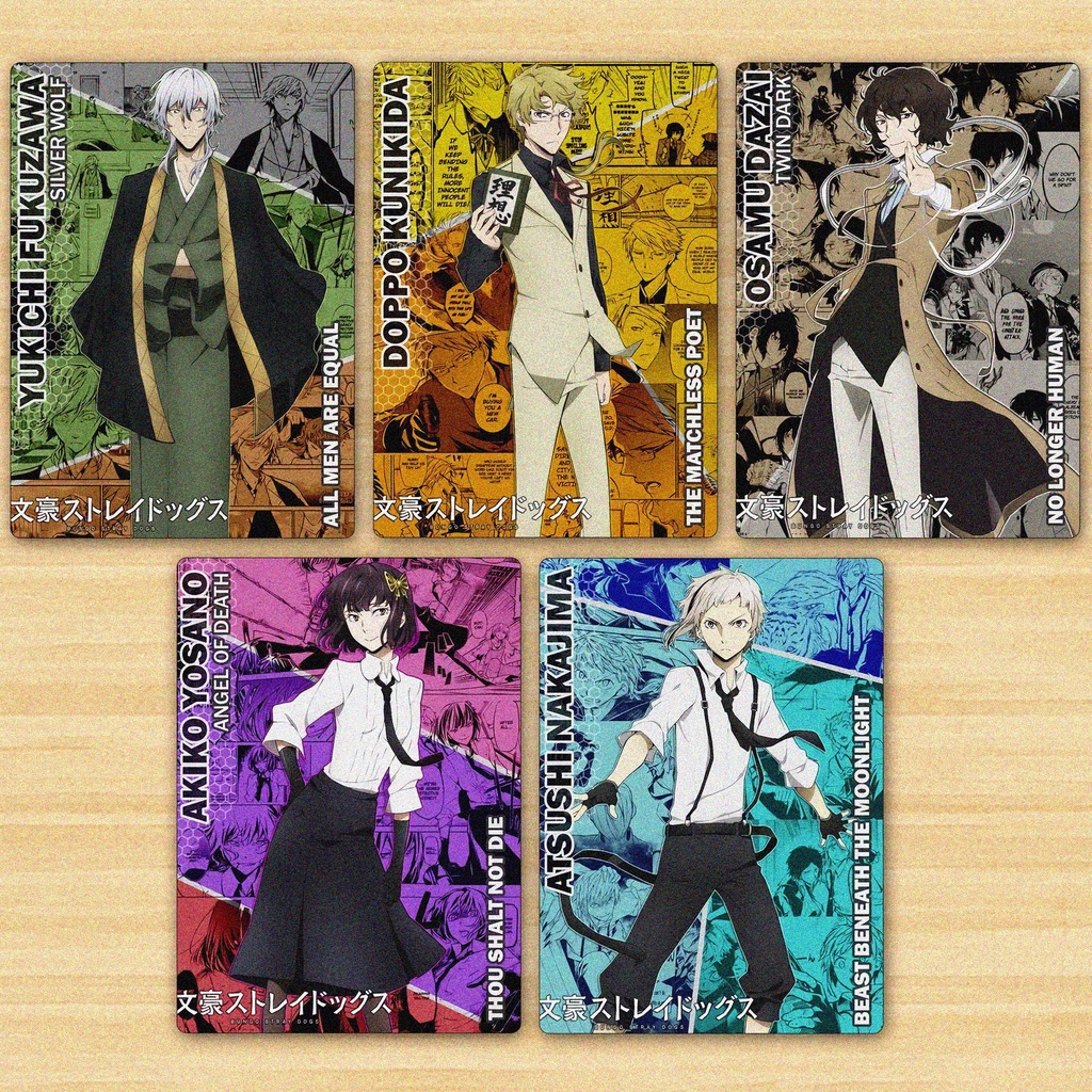Ảnh card bo góc in hình Bungo Stray Dogs Văn Hào Lưu Lạc TRUYỆN TRANH ver thẻ bo viền 5*8cm anime chibi sưu tập