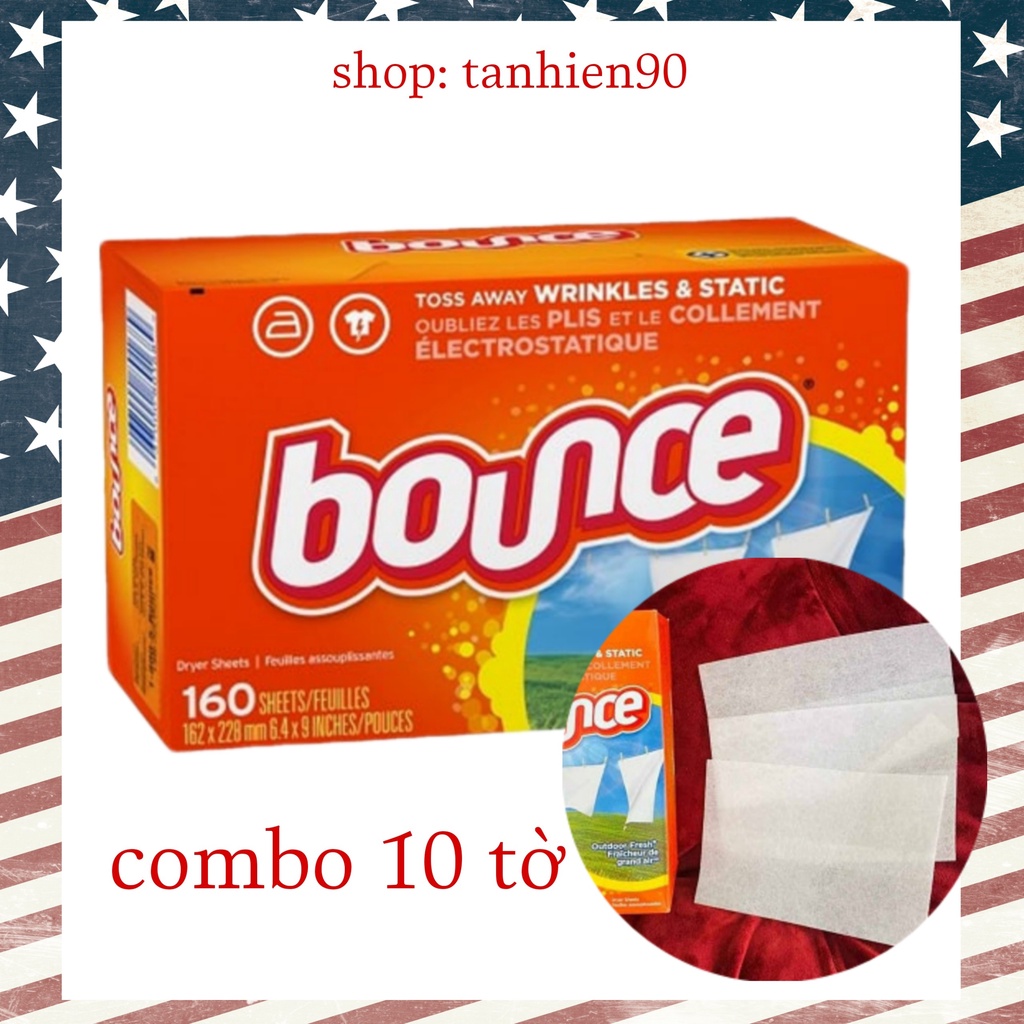 Combo 10 Tờ Giấy Thơm Quần Áo Bounce (Mỹ)