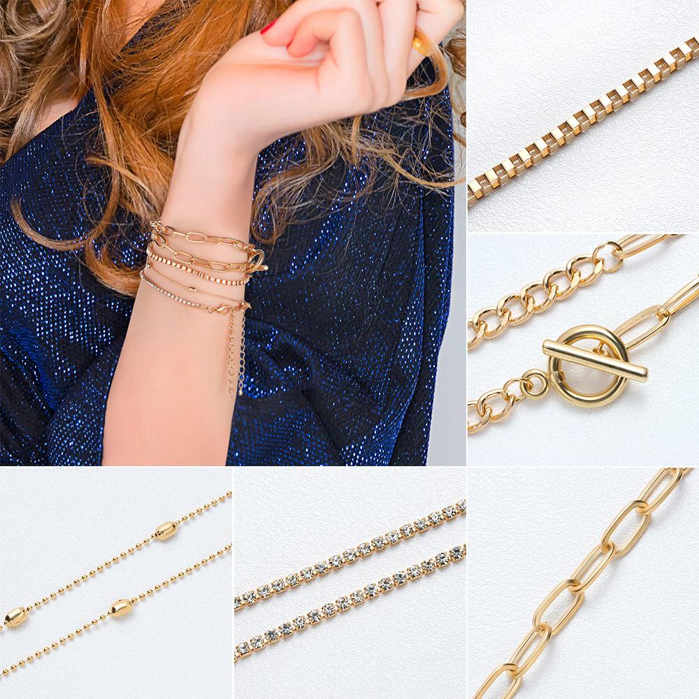 Set 5 Vòng Tay Dây Kim Loại Mạ Điện Thời Trang