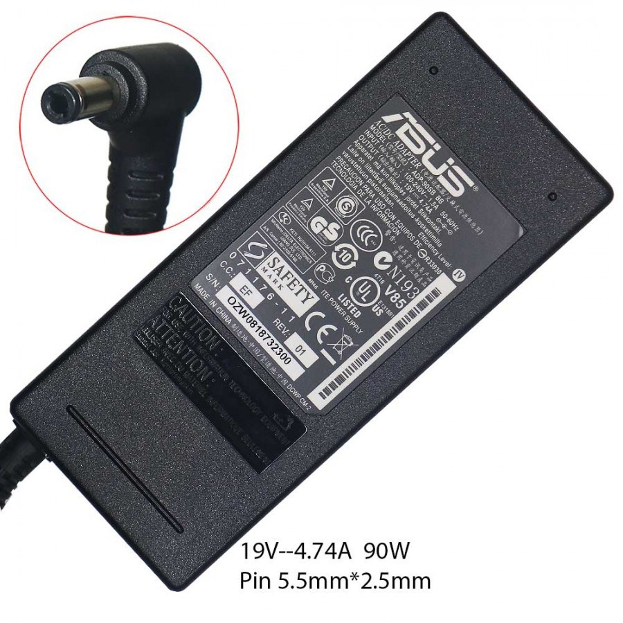 Sạc Laptop Asus 19V - 4.7A 4.74a 90W Chân 2.5mm Cho mã K53 K53E K53S K52 K56 K55 K55V K55S Adapter kèm nguồn