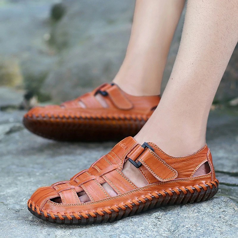 Giày sandal làm từ da thật thoáng khí thời trang nam năng động