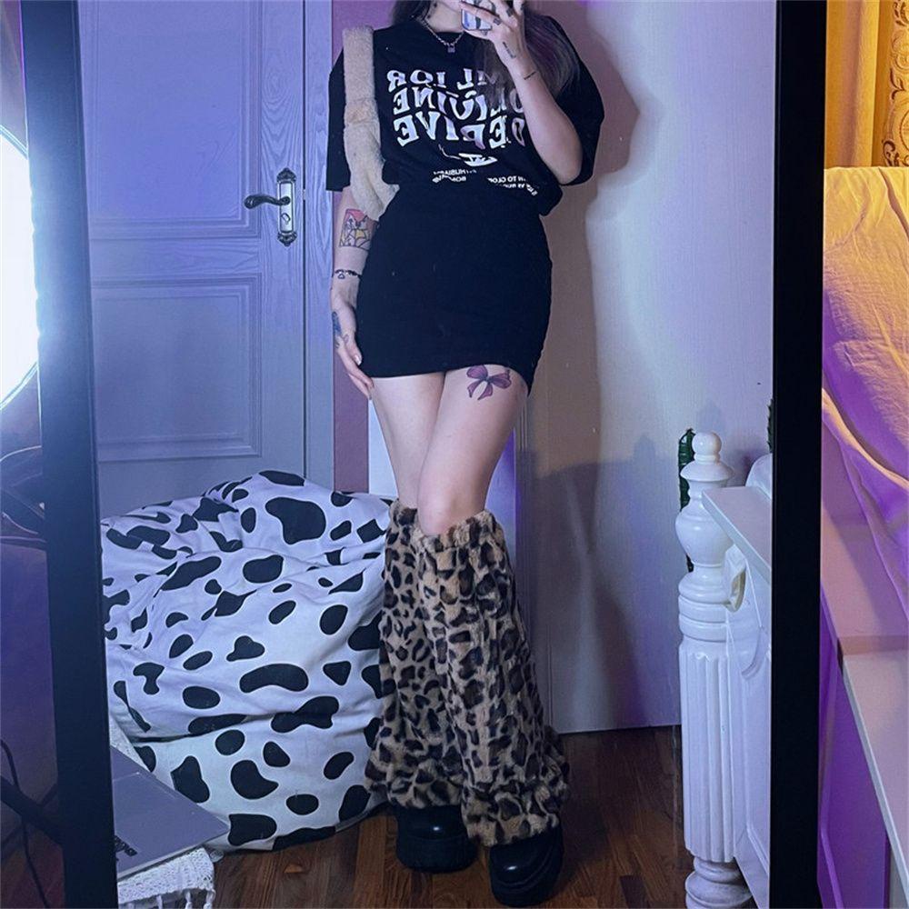 JUNE Vớ Giữ Ấm Chân Họa Tiết Da Báo Nhật Bản Dễ Thương