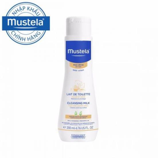 Sản Phẩm Sữa Làm Sạch Da Mặt Và Vùng Mặt Tã Cho Trẻ Sơ Sinh &amp; Bé Da Khô Mustela Cleansing Millk 200ml