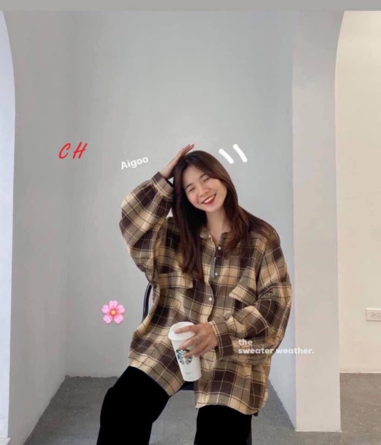 Sét sơ mi kẻ nắp túi chéo + quần ống xuông COU975