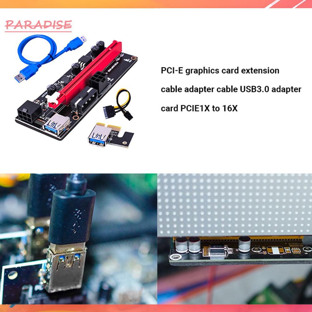 Paradise1 Ver009S PCI-e Riser Card PCI Express 1X to 16X Adapter USB 3.0 Data Cable