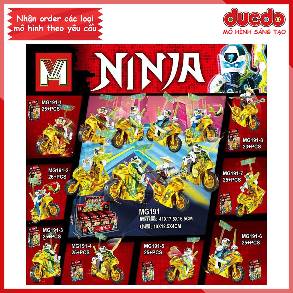 MG191 Combo 8 nhân vật Ninjago đua xe đại chiến - Đồ chơi Lắp ghép Xếp hình Minifigures Mini Ninja Mô hình