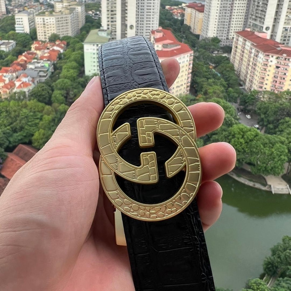 Thắt lưng nam G.C vân da cá sâu, khóa kim loại nguyên khối sang trọng TL11