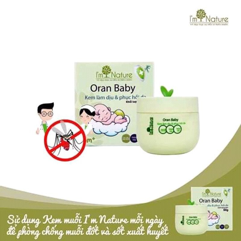 (+Quà) Kem Chống Muỗi Oran Baby I'm Nature - Làm Dịu Và Phục Hồi Da Do Muỗi Đốt Cho Bé 50gr