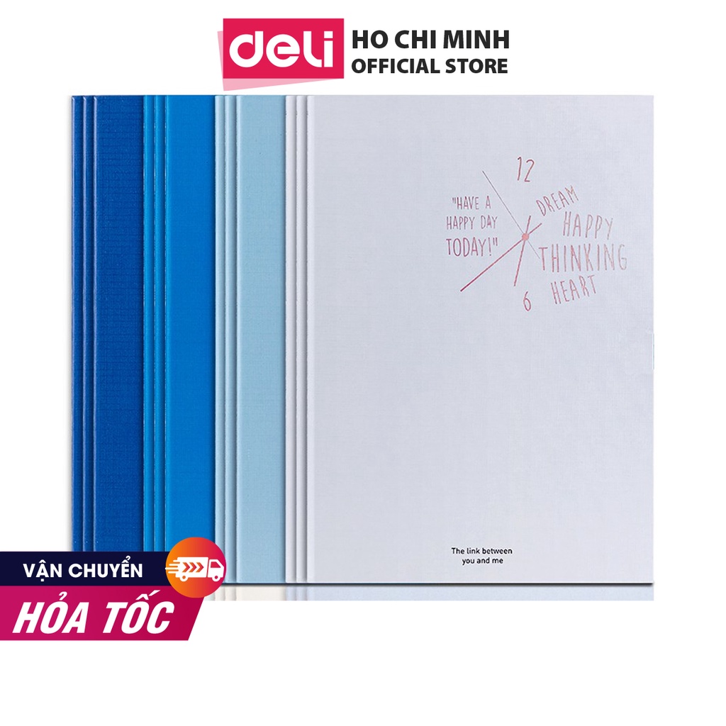 Sổ tay ghi chép A5 khâu gáy 40 trang Deli - Kẻ ngang - Màu ngẫu nhiên họa tiết trẻ trung đơn giản - FA540-N08