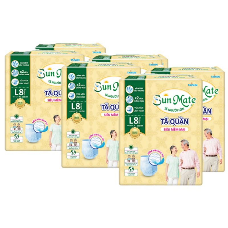 (Combo 6 bịch )Tả quần người lớn sunmate M9/L8/M8/L7 siêu thoáng, siêu mềm mại