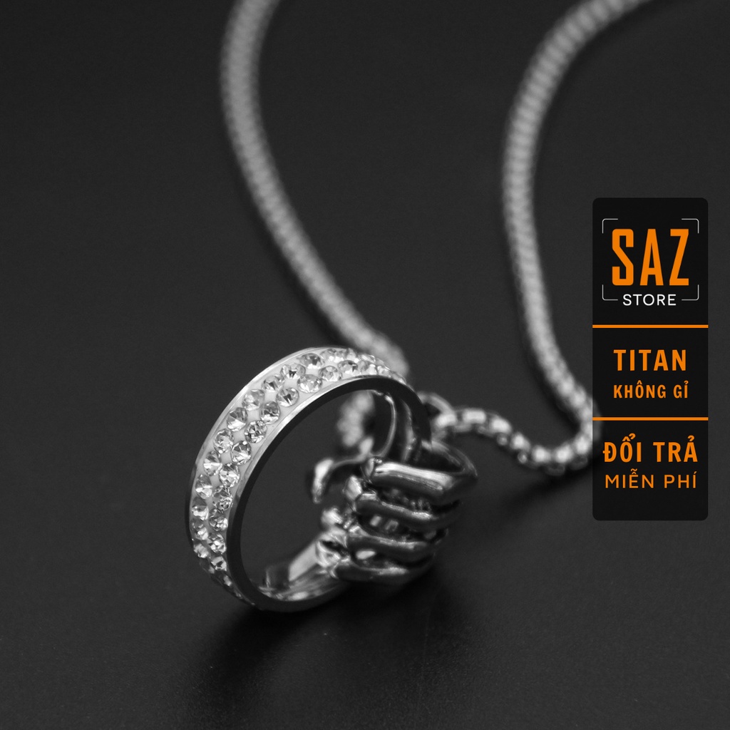 Vòng cổ nam nữ unisex Hena dây chuyền Saz Store màu bạc Titan đẹp phụ kiện thời trang- Vòng cổ Hena