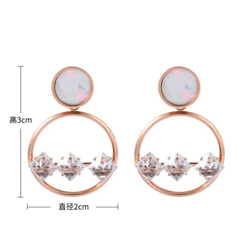 Bông Tai Nữ Hình Tròn Đính Đá Nhân Tạo Titan Ko Đen TT 2714