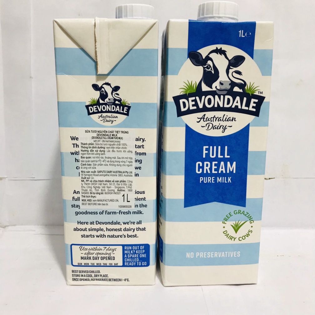 Sữa tươi nguyên chất tiệt trùng Devondale Full Cream Milk 1L