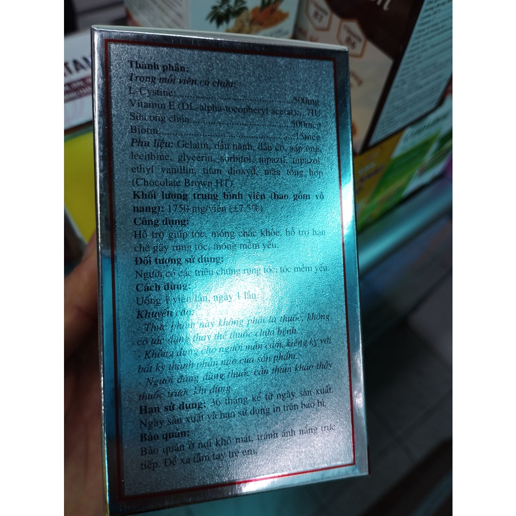L cystine bổ sung dưỡng chất cho tóc, da hộp 60 viên