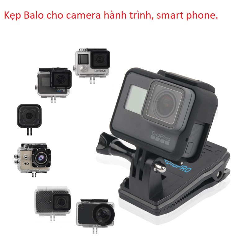 Bộ kẹp balo quay phim cho các loại camera hành trình, hành động Gopro, eken,sjcam,xiaomi, điện thoại, vô cùng chắc chắn