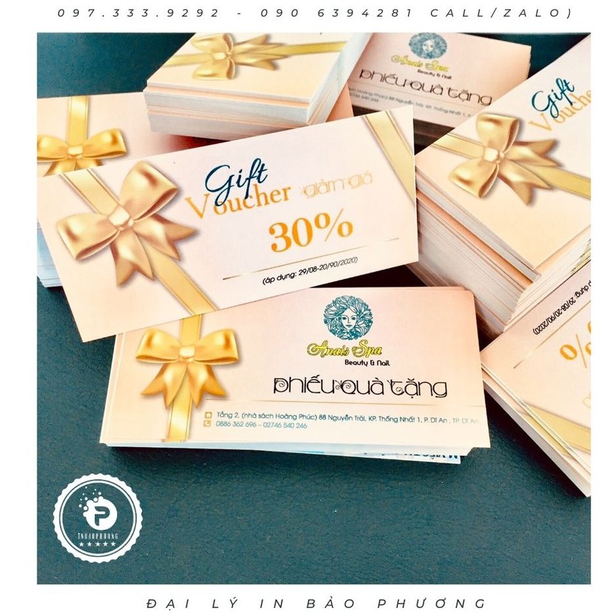 IN 500 TỜ VOUCHER/ƯU ĐÃI GIẢM GIÁ - KT 7x16 cm - 420.000đ - KÍCH THƯỚC KHÁC VUI LÒNG LIÊN HỆ NGAY ĐỂ ĐƯỢC TƯ VẤN