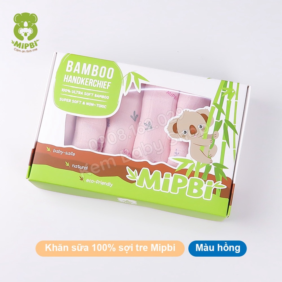 Khăn sữa sợi tre Mipbi - Khăn xô sợi tre cho bé Mipbi (6 cái)