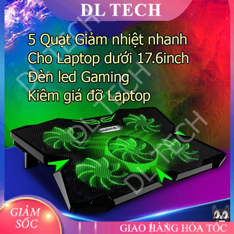 Đế tản nhiệt laptop 5 quạt quạt tản nhiệt gaming 1400RPM chống trượt làm mát nhanh COOL 2S  DL TECH