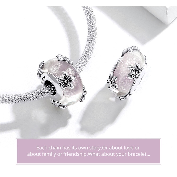 Hạt Phụ Kiện Bamoer Scc1302 Hình Hoa Bằng Bạc 925 Dùng Để Tự Làm Dây Chuyền Trang Sức