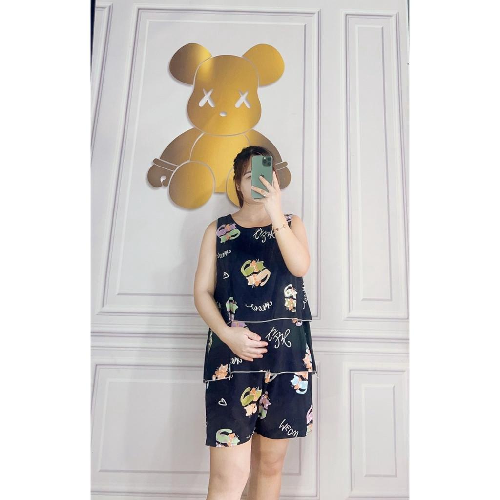 (Chọn mẫu) Bộ lanh lụa bầu đùi 2 tầng size cho mẹ bầu 45-75kg