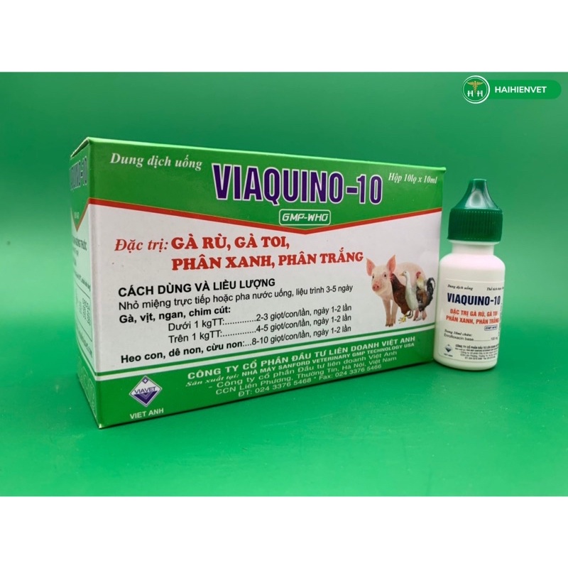 10 lọ VIAQUINO-10-phân xanh, phân trắng , gà rù, gà toi - cho gà, vịt, ngan, cút, heo, dê, cừu