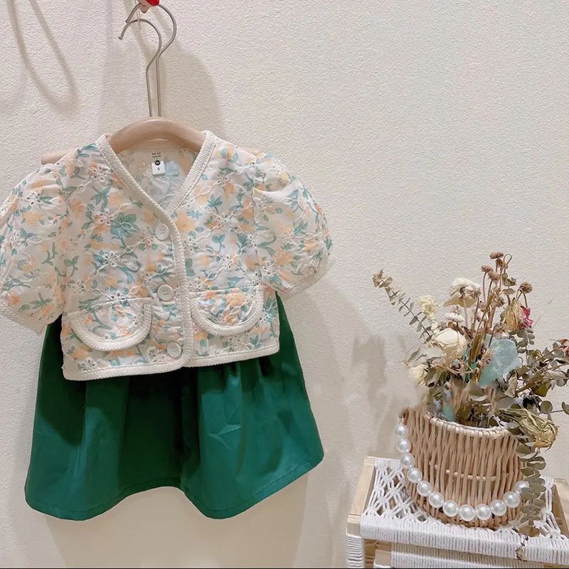 (16-35kg)Quảng Châu-Set áo hoa kèm chân váy hàng cao cấp (ảnh thật)